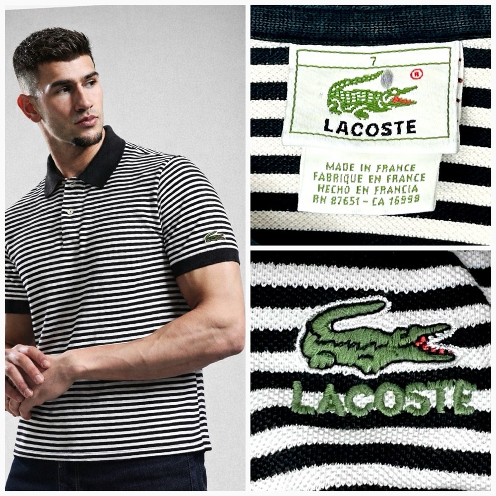 RARE Lacoste SLEEVE LOGO Made in FRANCE Men's VTG 7 Fits Like L~Authentic~EUC!
